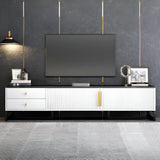 White Artificial Wood Enclosed Storage Drawers TV Stand Image - 4