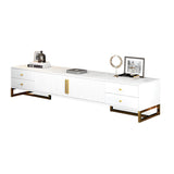 White Artificial Wood Enclosed Storage Drawers TV Stand Image - 5