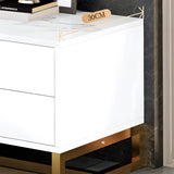 White Artificial Wood Enclosed Storage Drawers TV Stand Image - 6