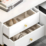 White Artificial Wood Enclosed Storage Drawers TV Stand Image - 7