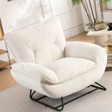 White Baby Fleece Tight Back Flared Arm Lounge Chair Image - 1