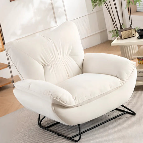 White Baby Fleece Tight Back Flared Arm Lounge Chair Image - 1