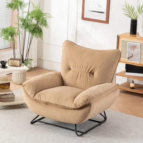 White Baby Fleece Tight Back Flared Arm Lounge Chair Image - 2