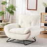 White Baby Fleece Tight Back Flared Arm Lounge Chair Image - 3