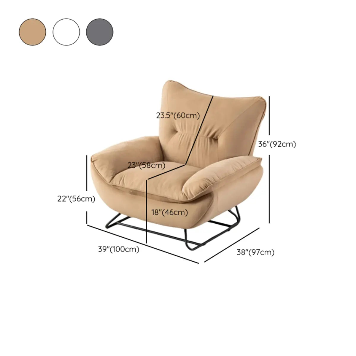 White Baby Fleece Tight Back Flared Arm Lounge Chair 