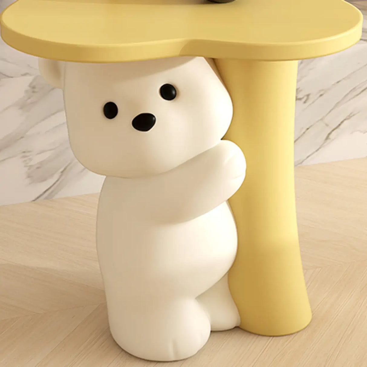 White Bear Tip Resistant Resin Kids Nightstand Table Image - 10