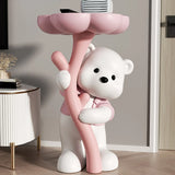White Bear Tip Resistant Resin Kids Nightstand Table Image - 11
