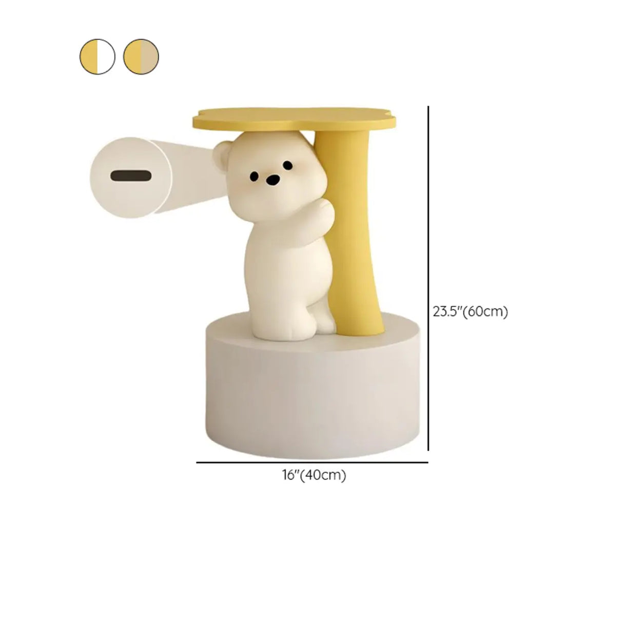 White Bear Tip Resistant Resin Kids Nightstand Table Image - 16