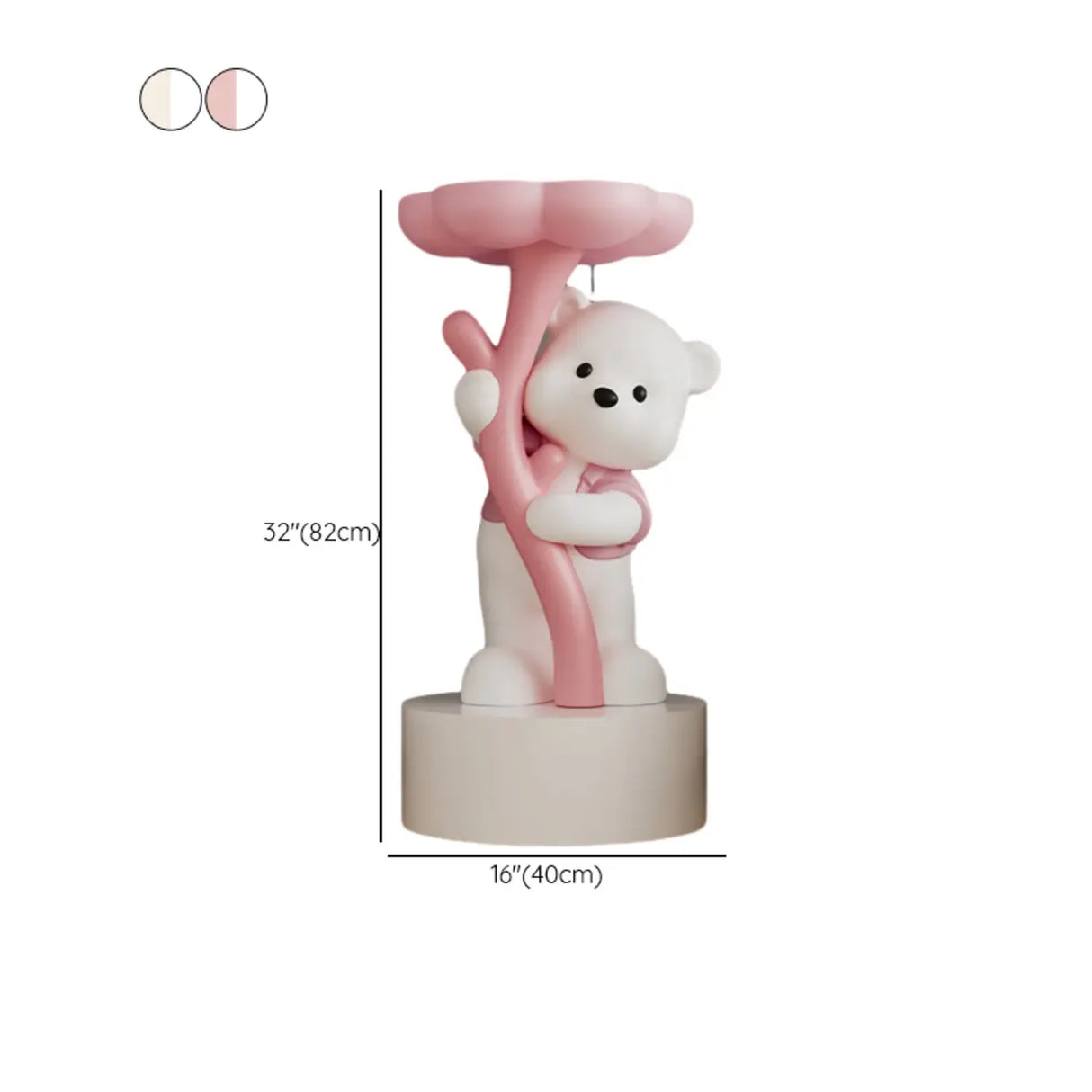 White Bear Tip Resistant Resin Kids Nightstand Table Image - 18