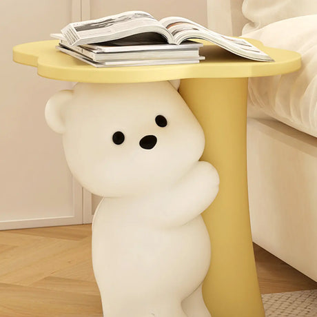 White Bear Tip Resistant Resin Kids Nightstand Table Image - 1