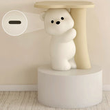 White Bear Tip Resistant Resin Kids Nightstand Table Image - 7