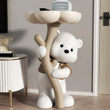 White Bear Tip Resistant Resin Kids Nightstand Table Image - 9