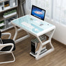 White-Black Glass Top Storage Sledge Computer Desk Image - 21