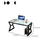 White-Black Glass Top Storage Sledge Computer Desk Image - 29