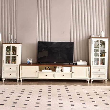 White-Brown	Wood Open Storage Cabinet Cabinet TV Stand Image - 1