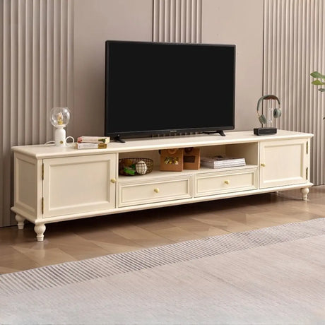 White-Brown	Wood Open Storage Cabinet Cabinet TV Stand Image - 2