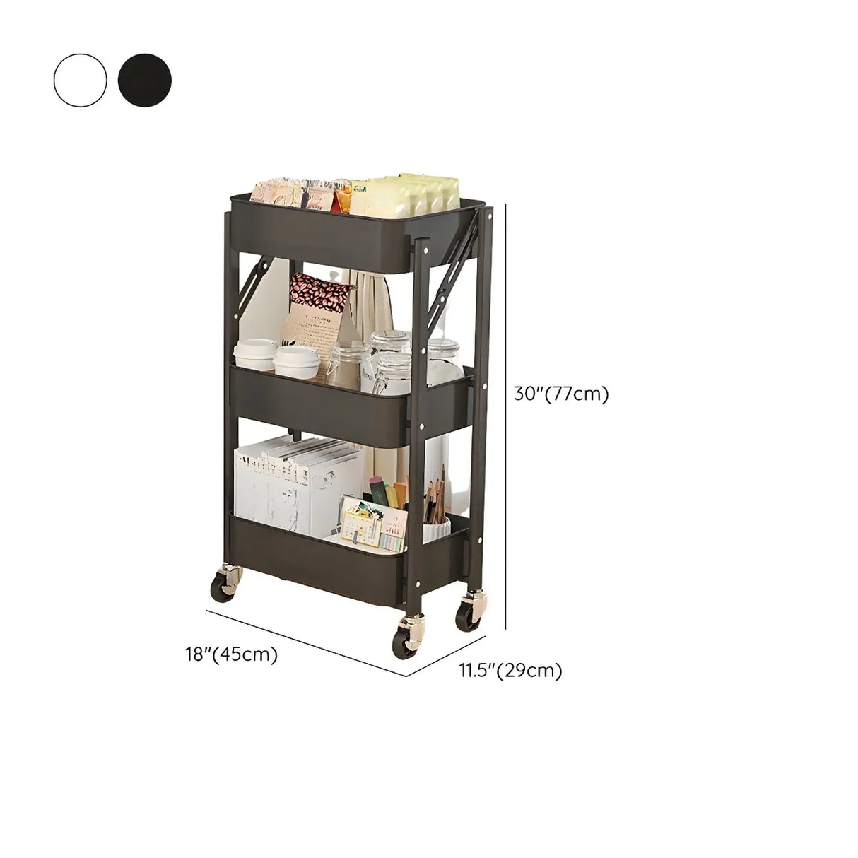 White Casual Mobile Vertical Sliding Storage Bookcase Image - 15