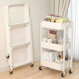 White Casual Mobile Vertical Sliding Storage Bookcase Image - 3