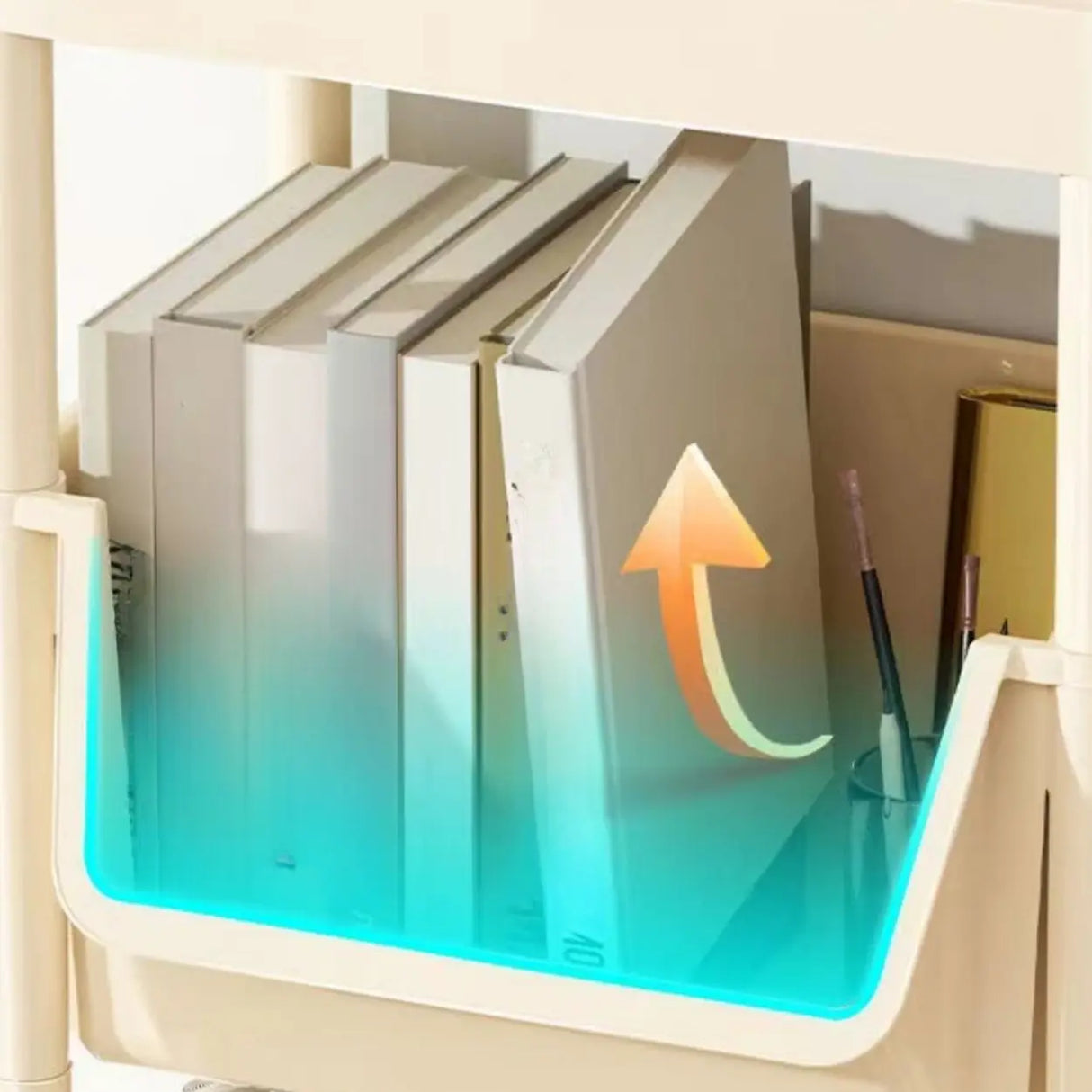 White Casual Open Vertical Sliding Organizer Bookcase Image - 10