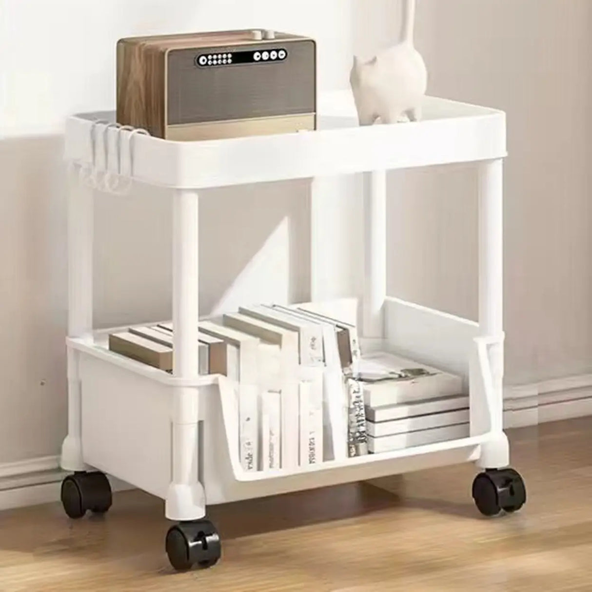 White Casual Open Vertical Sliding Organizer Bookcase Image - 11