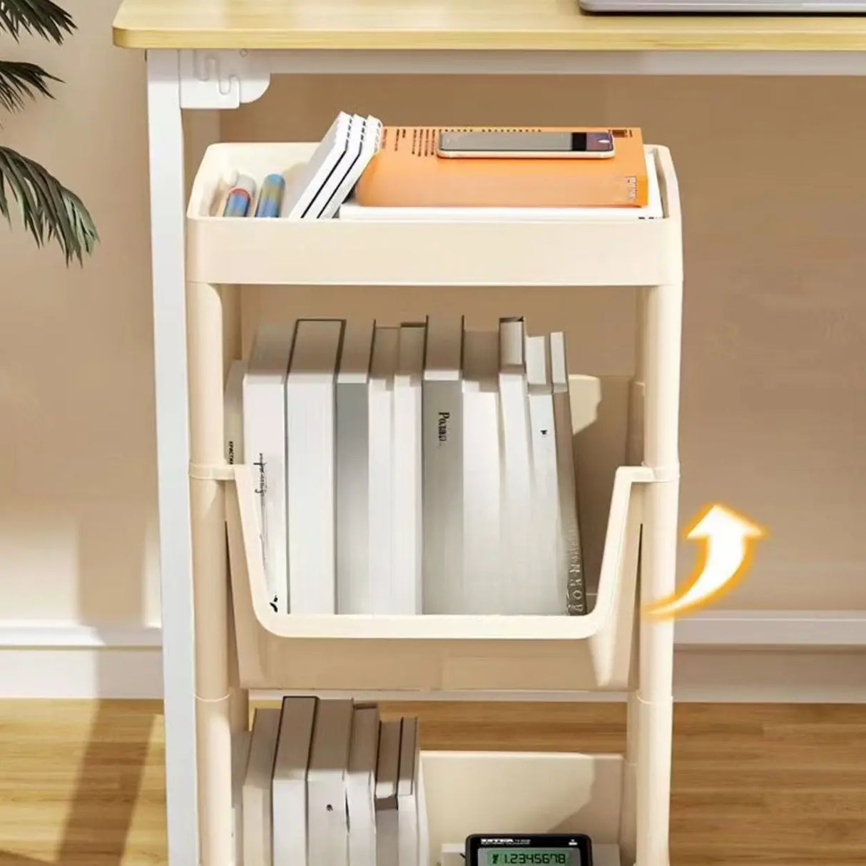 White Casual Open Vertical Sliding Organizer Bookcase Image - 13