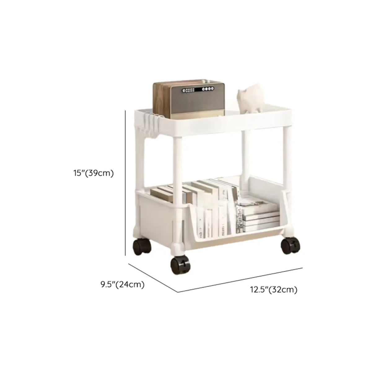 White Casual Open Vertical Sliding Organizer Bookcase 