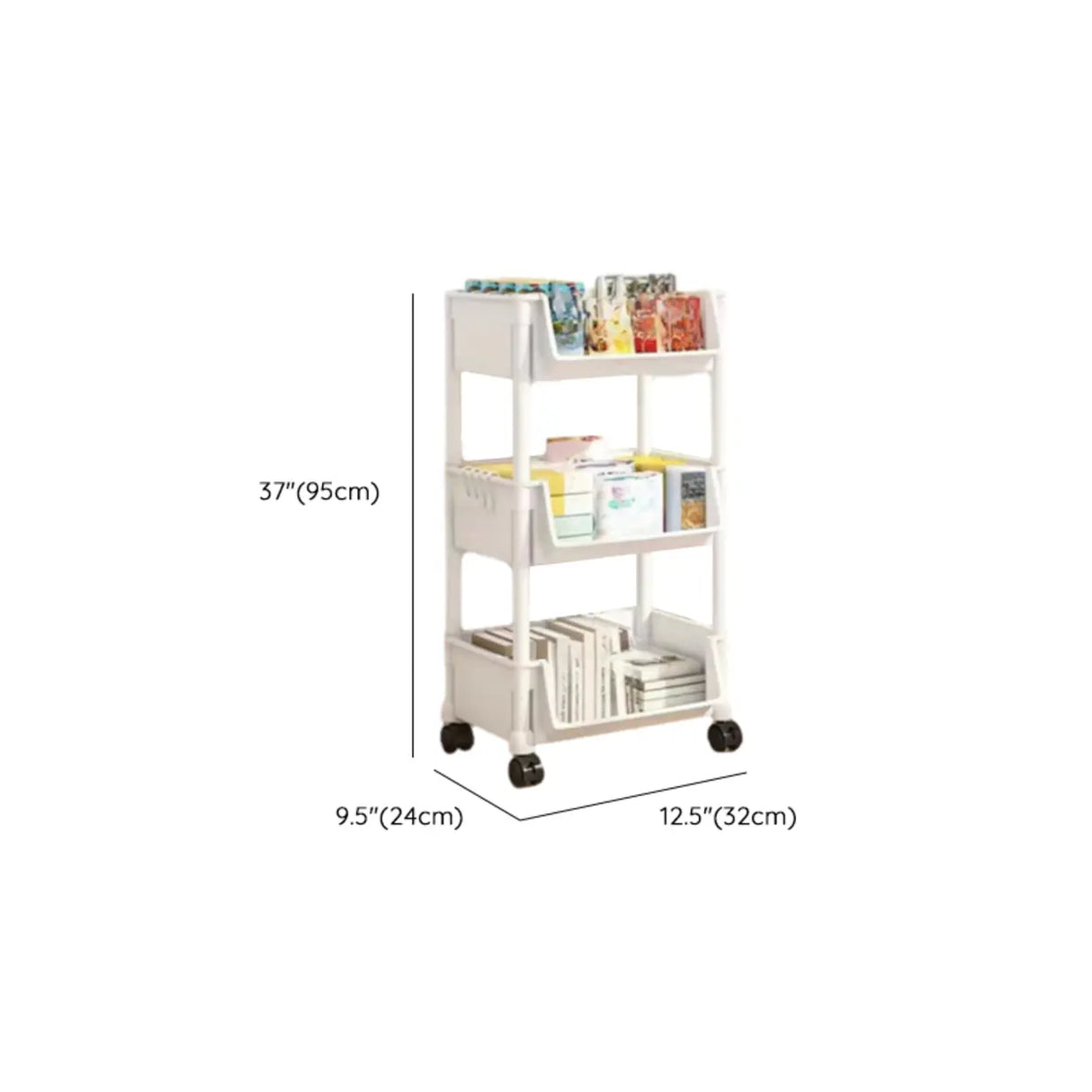 White Casual Open Vertical Sliding Organizer Bookcase Image - 19