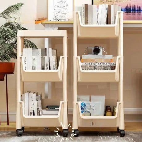 White Casual Open Vertical Sliding Organizer Bookcase Image - 1