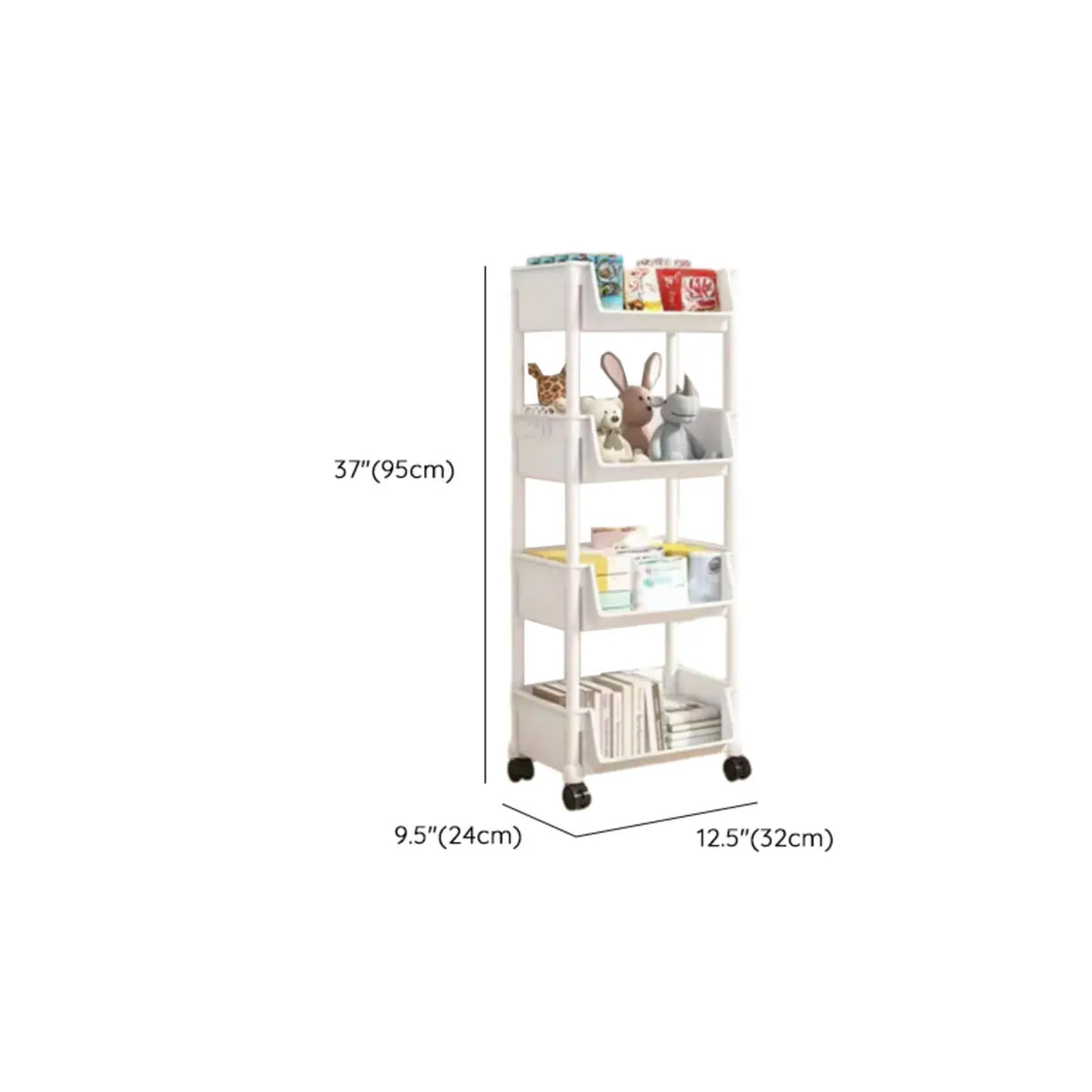 White Casual Open Vertical Sliding Organizer Bookcase Image - 20