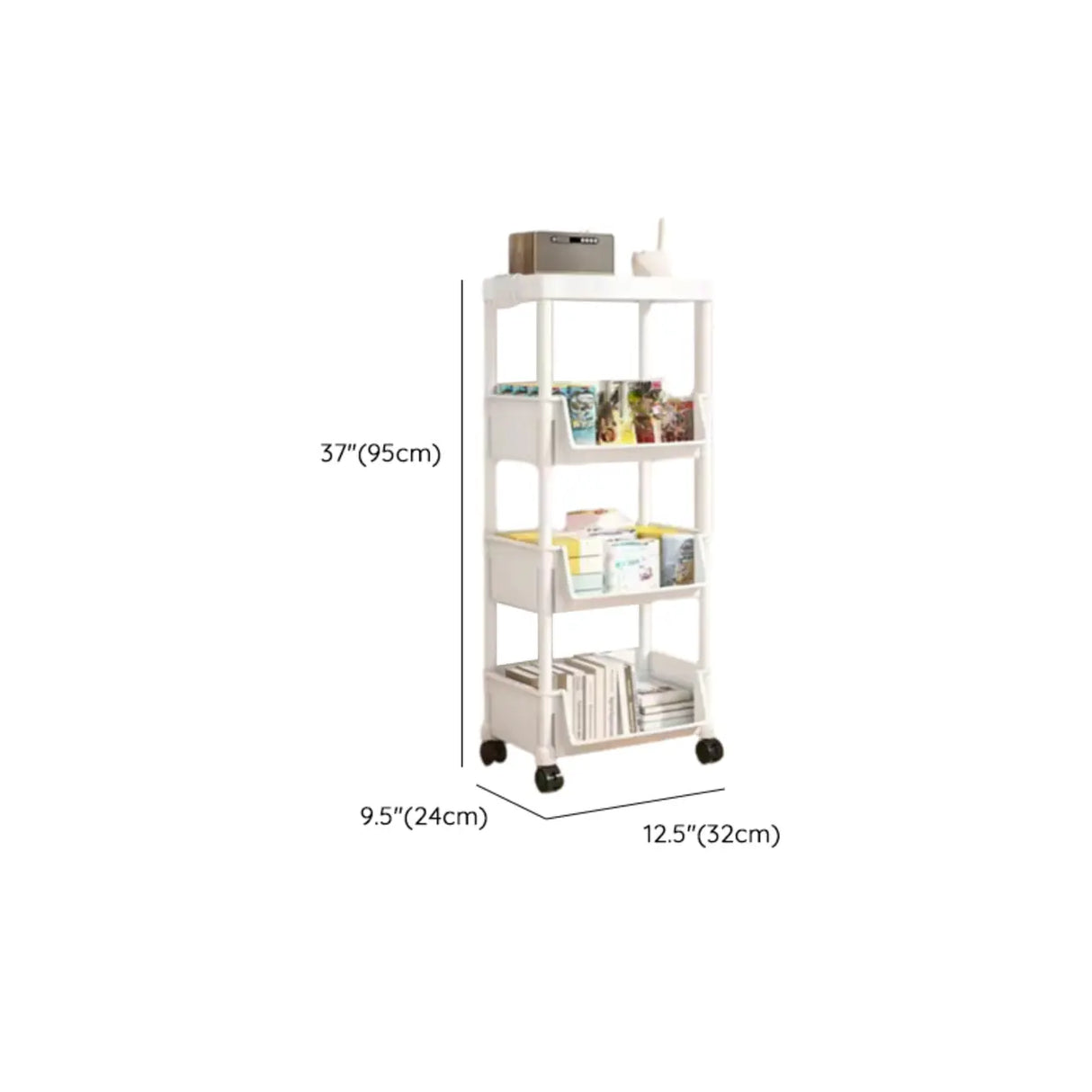 White Casual Open Vertical Sliding Organizer Bookcase Image - 21
