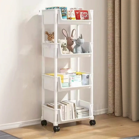 White Casual Open Vertical Sliding Organizer Bookcase Image - 2