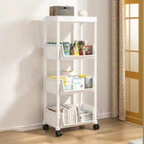 White Casual Open Vertical Sliding Organizer Bookcase Image - 3
