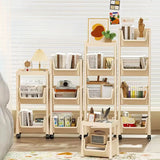 White Casual Open Vertical Sliding Organizer Bookcase Image - 4
