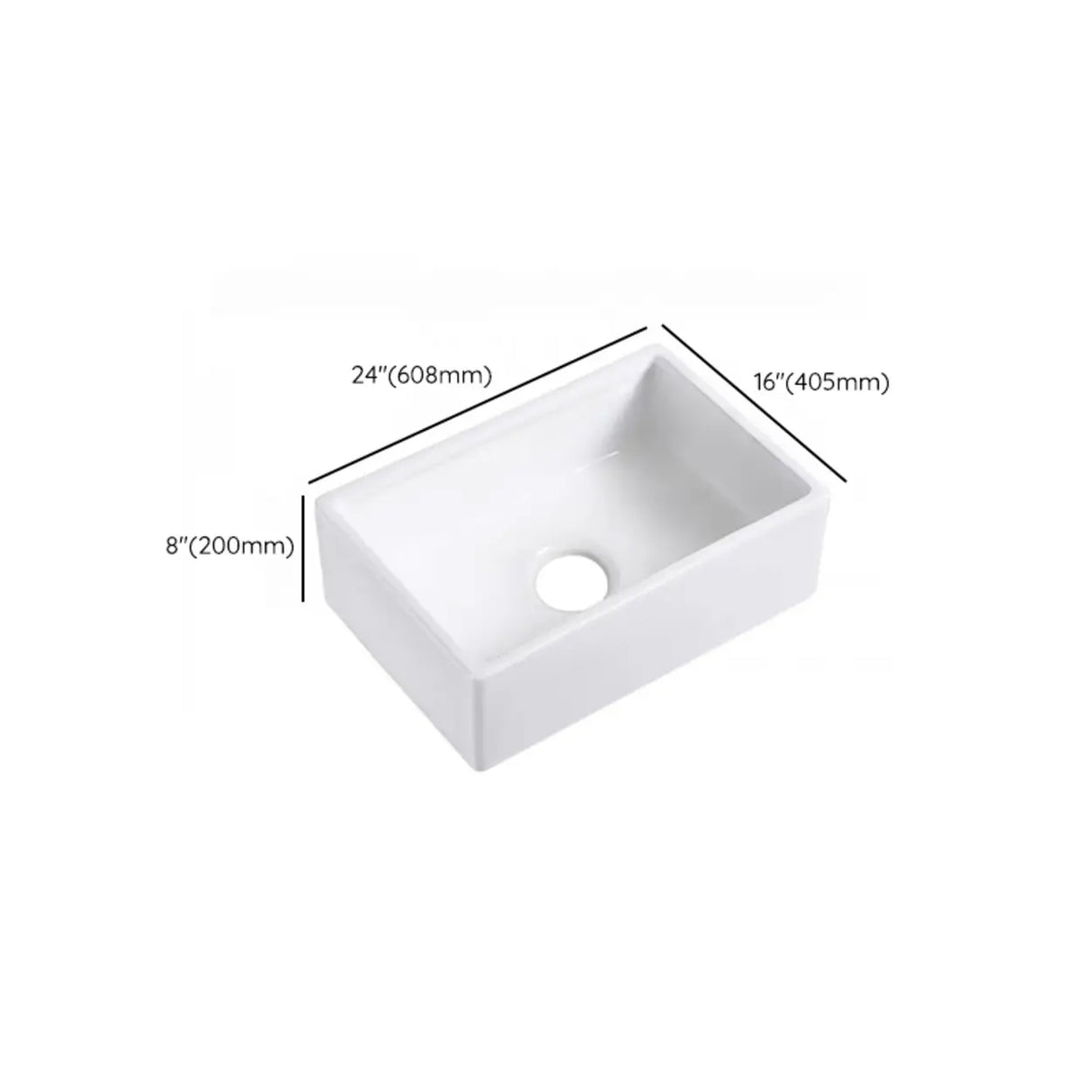 White Ceramic Stripe Kitchen Sink with Basket Strainer 