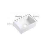 White Ceramic Stripe Kitchen Sink with Basket Strainer #size