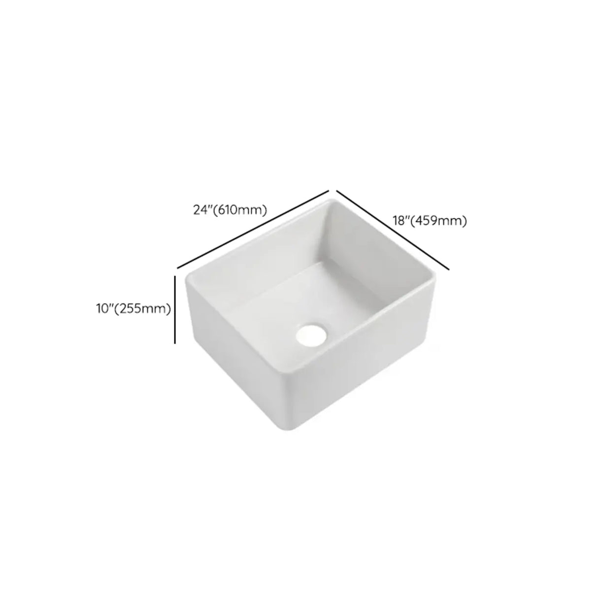 White Ceramic Stripe Kitchen Sink with Basket Strainer Image - 26