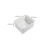 White Ceramic Stripe Kitchen Sink with Basket Strainer Image - 26