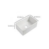 White Ceramic Stripe Kitchen Sink with Basket Strainer Image - 28