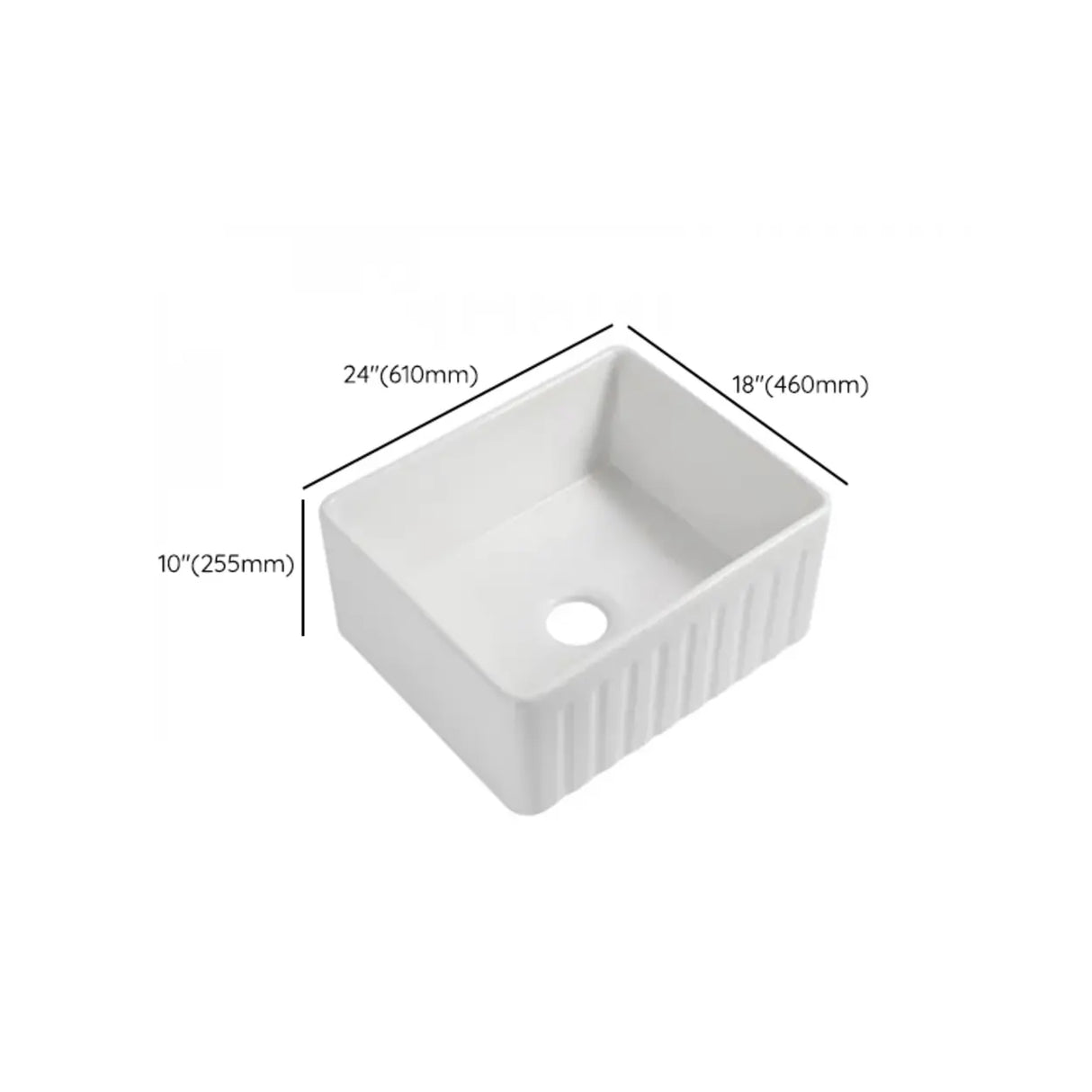 White Ceramic Stripe Kitchen Sink with Basket Strainer Image - 31
