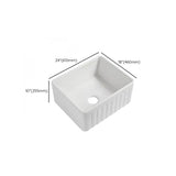 White Ceramic Stripe Kitchen Sink with Basket Strainer Image - 31
