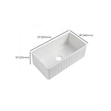 White Ceramic Stripe Kitchen Sink with Basket Strainer Image - 33