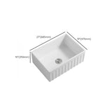 White Ceramic Stripe Kitchen Sink with Basket Strainer Image - 34