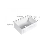 White Ceramic Stripe Kitchen Sink with Basket Strainer Image - 35