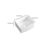 White Ceramic Stripe Kitchen Sink with Basket Strainer Image - 38