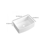 White Ceramic Stripe Kitchen Sink with Basket Strainer Image - 39
