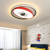 White Circular Red Oval Spider LED Flush Mount Light Image - 3