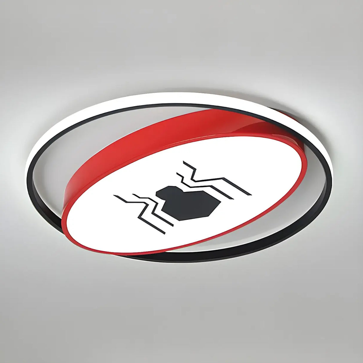 White Circular Red Oval Spider LED Flush Mount Light Image - 5