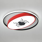 White Circular Red Oval Spider LED Flush Mount Light Image - 5