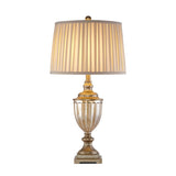 White Classical Style Art Vintage Brass Gold Table Lamp Image - 5