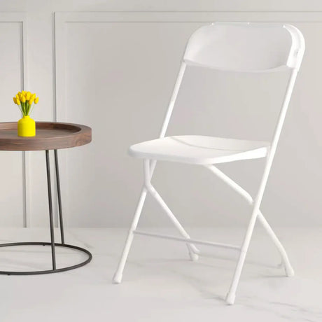 White Compact Versatile Foldable Plastic Office Chair Image - 1
